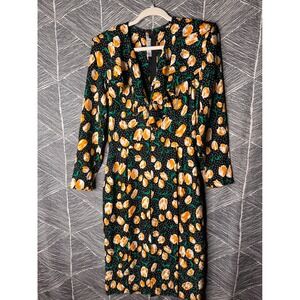 Vintage HANNEZO PARIS Black  Floral Print Ruffle Dress‎